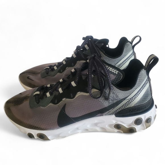 NIKE React Element 87 Black Anthracite/Gray Walking Performance Sneakers W7.5 M6 - Picture 1 of 12